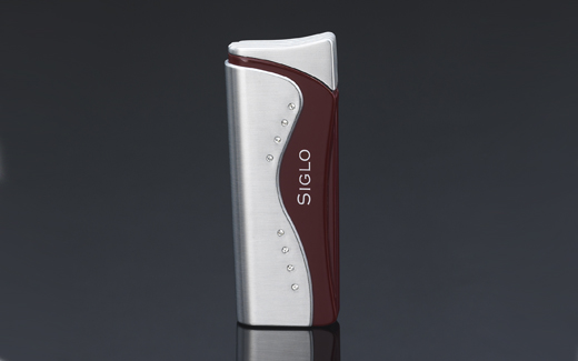 SIGLO 镶水晶滑盖打火机-酒红色